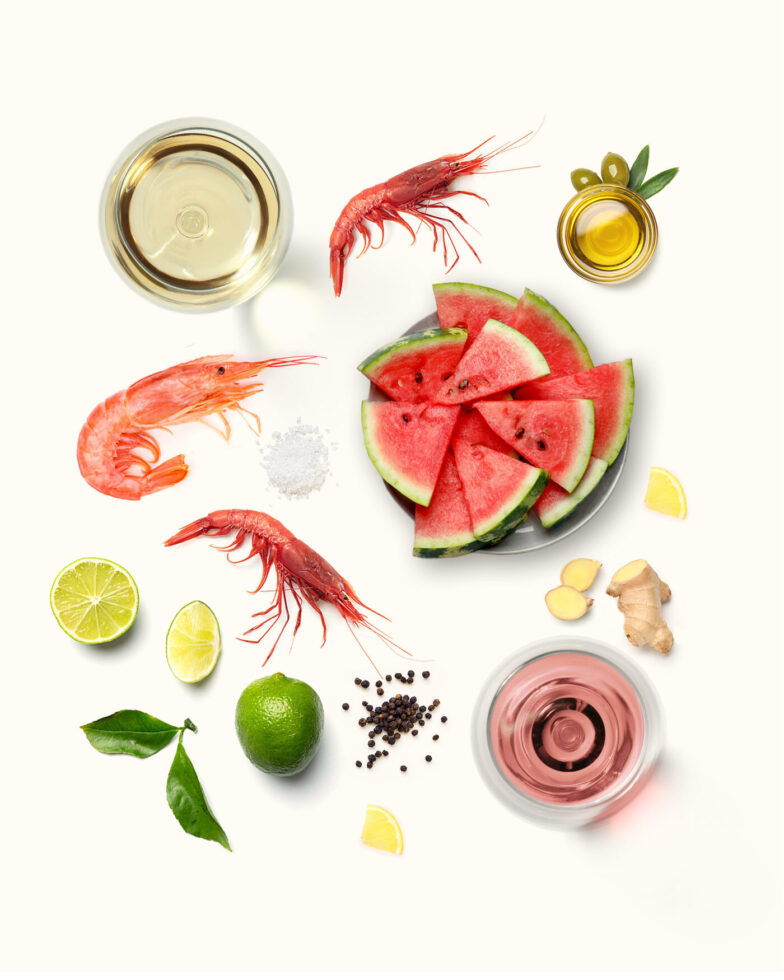 Crudo di gamberi e anguria
