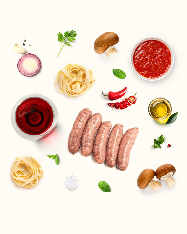 Fettuccine with mushrooms and sausage